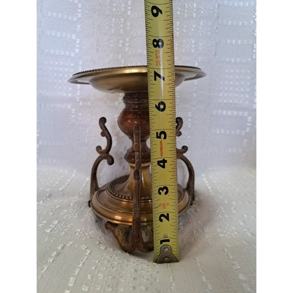 Antique Bronze Cup Louis XVI Style 19 Century 3 Legs Candle Holder‎ 7 X 6 Inches